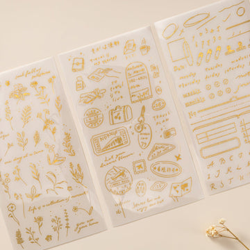 Hinoki - ‘Daily Essentials’ Gold Foil Print-On Sticker Set